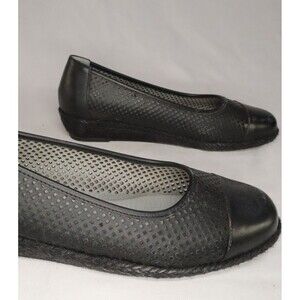 David Tate Black Leather Flat Shoe Lattice Design Womens Size 8.5W